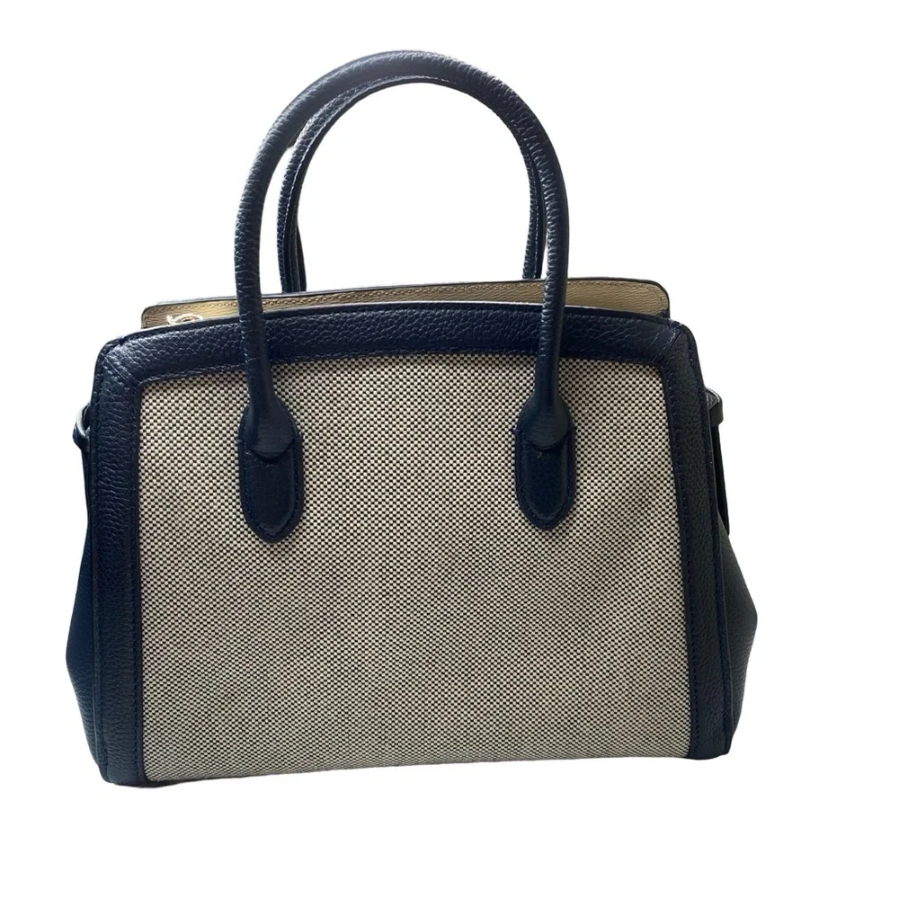 KATE SPADE Knott Canvas & Pebbled Leather Satchel - Blazer Blue color